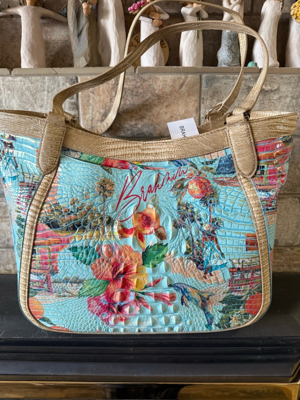Brahmin Blue Tropical Eliza Tote Bag in Multi-Banner w/ wallet - Picture 2 of 14